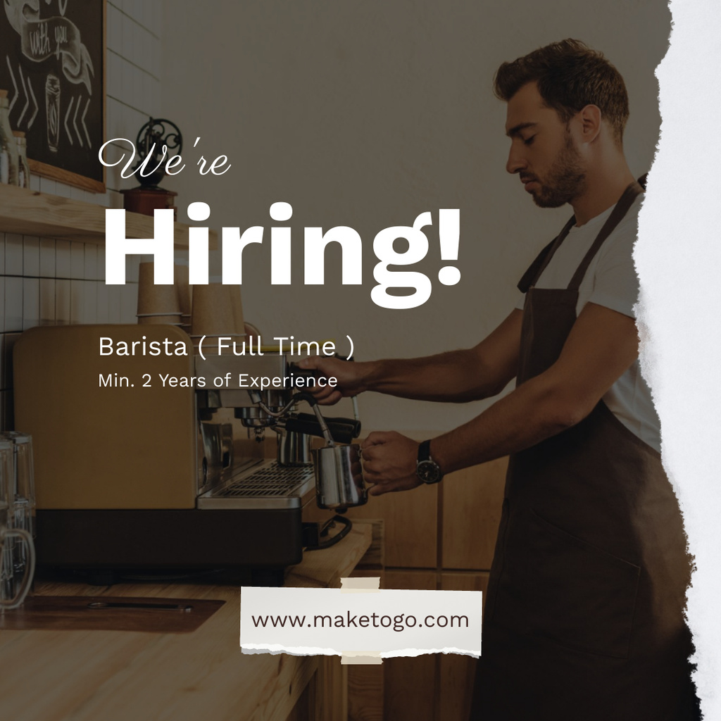 Barista hiring for cafe Instagram Šablona návrhu