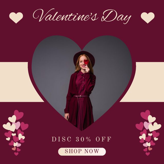 Valentine's Day Discount Offer on Women's Goods Instagram AD Design Template