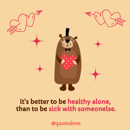 Hauska karhu viisaaseen lainaukseen Instagram Design Template