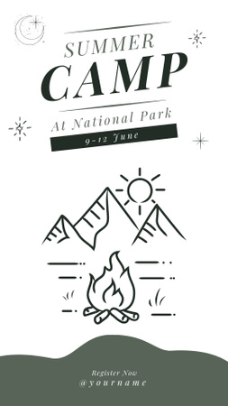 Designvorlage Summer Camp in National Park für Instagram Story