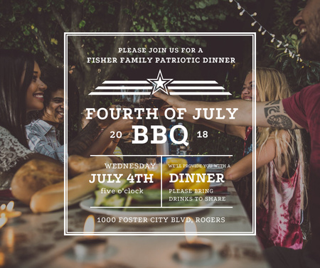 BBQ party on USA Independence Day Facebook Design Template