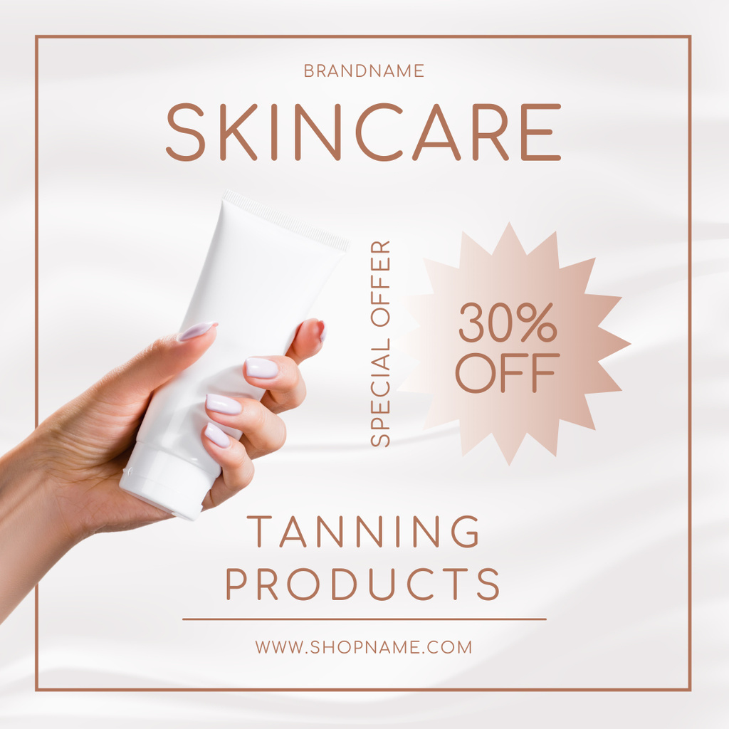 Special Offer Discounts on Tanning Skin Care Products Instagram AD Modelo de Design