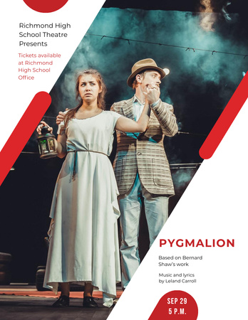 Ontwerpsjabloon van Flyer 8.5x11in van Theater Invitation Actors in Pygmalion Performance