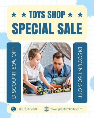 Special Sale with Father and Son Playing Instagram Post Vertical Design Template
