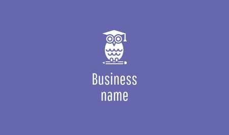 Emblem with Wise Owl Business card Design Template