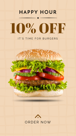 Burgerler için Happy Hour Zamanı Instagram Story Tasarım Şablonu