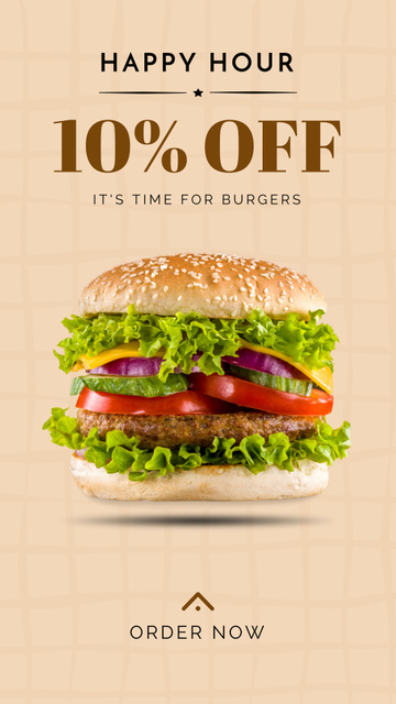 Designvorlage Happy Hour Time for Burgers für Instagram Story