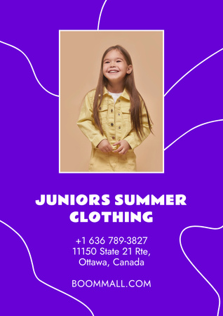 Kids Summer Clothing Sale with Girl in Stylish Suit Poster tervezősablon