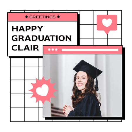 Graduation Greetings to Young Happy Woman LinkedIn post Design Template