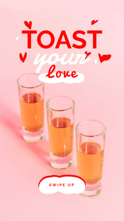 Designvorlage Liebe Zitat Gläser mit Getränken für Instagram Video Story