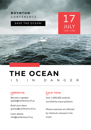 Ecological Conference Announcement with Ocean Waves Poster 28x40in Design Template