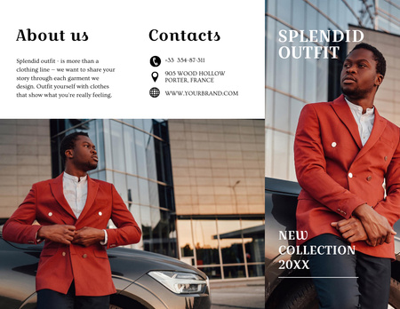 Распродажа модной одежды со стильным мужчиной в ярком наряде Brochure 8.5x11in – шаблон для дизайна