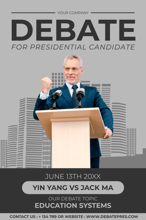Ontwerpsjabloon van Pinterest van Debat over de presidentskandidaat