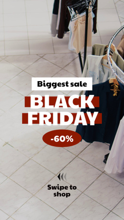 Ontwerpsjabloon van TikTok Video van Black Friday grootste verkoop met mensen in kledingwinkel