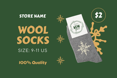 Ontwerpsjabloon van Label van Nieuwjaarsuitverkoop van wollen sokken