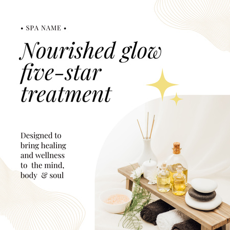 Spa Salon Treatment Offer with Stone Therapy Instagram Modelo de Design