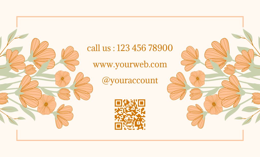 Makeup Artist Offer with Illustration of Face Woman and Flowers Business Card 91x55mm Tasarım Şablonu