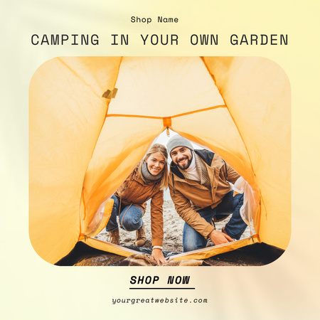 Пара в желтой палатке Instagram – шаблон для дизайна