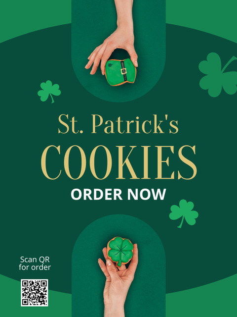 Plantilla de diseño de St. Patrick's Day Cookie Sale Announcement Poster US 