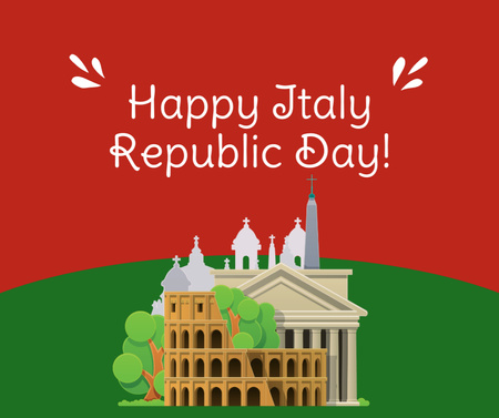 Plantilla de diseño de saludo del día nacional italiano con flores Facebook 