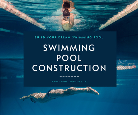 Swimming Pool Construction for Sport and Fitness Facebook Design Template
