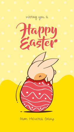 Easter Greeting Cute Bunny on Egg Instagram Story Design Template