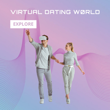 Designvorlage Explore Virtual Dating World  für Instagram
