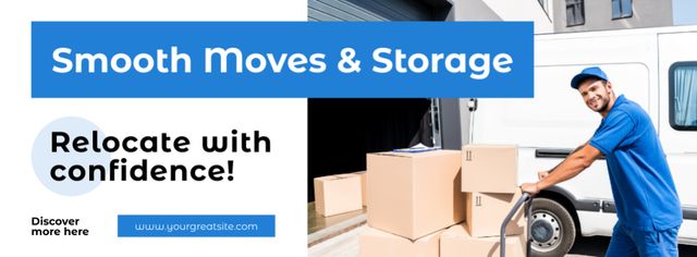 Template di design Relocating Services Ad with Man delivering Boxes Facebook cover
