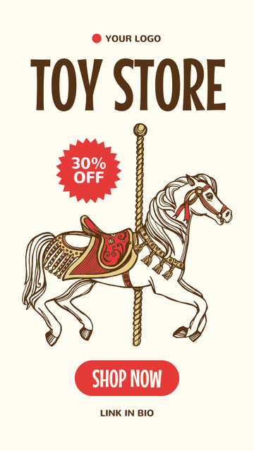 Ontwerpsjabloon van Instagram Story van Discount on Toys with Horse on Carousel