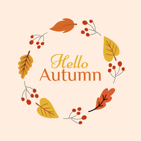 Fall Inspiration with Leaf Illustration And Greeting Instagram Design Template