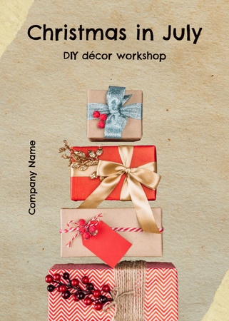 Ontwerpsjabloon van Flayer van  Christmas Decor Advertisement with Gift Boxes
