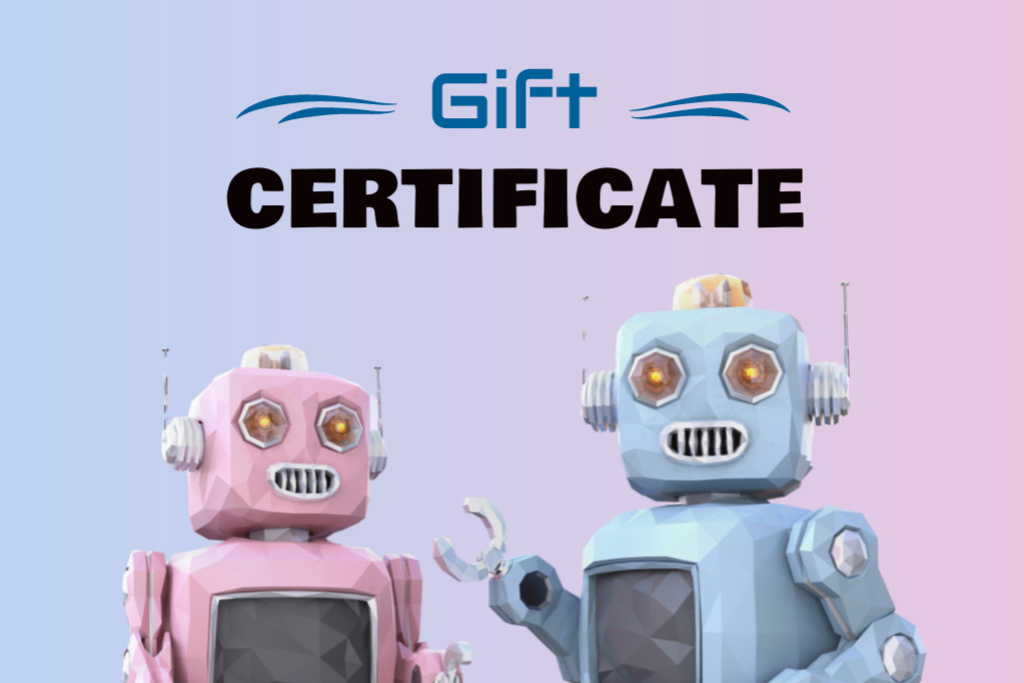 Plantilla de diseño de Cute Toy Robots Gift Certificate 