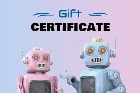 Cute Toy Robots Gift Certificate Design Template