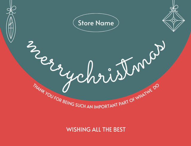 Ontwerpsjabloon van Postcard 4.2x5.5in van Christmas Wishes with Outlined Baubles