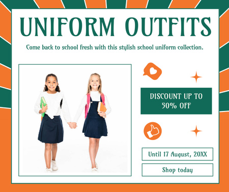 Offer of School Uniforms and Outfits for Children Facebook Design Template