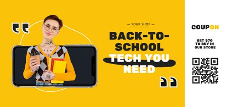 Back to School Sale Announcement Coupon Din Large Design Template