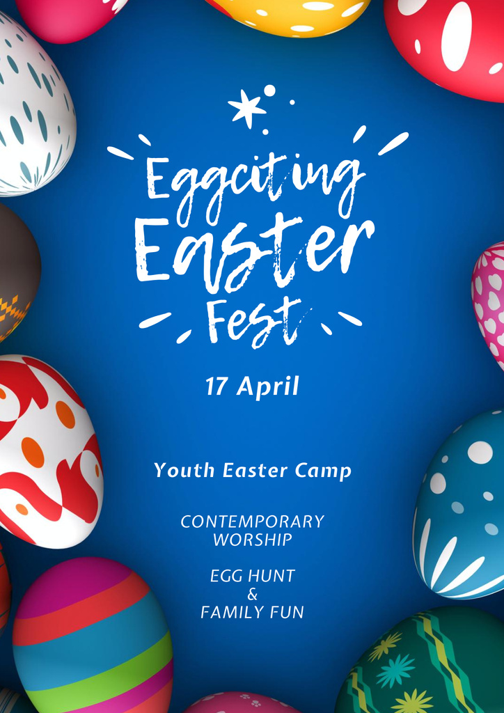 Exciting Easter Fest Announcement At Youth Camp Poster Tasarım Şablonu