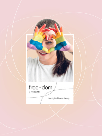 Designvorlage Bewusstsein für Toleranz gegenüber LGBT mit Herz zeigendem Mädchen für Poster US