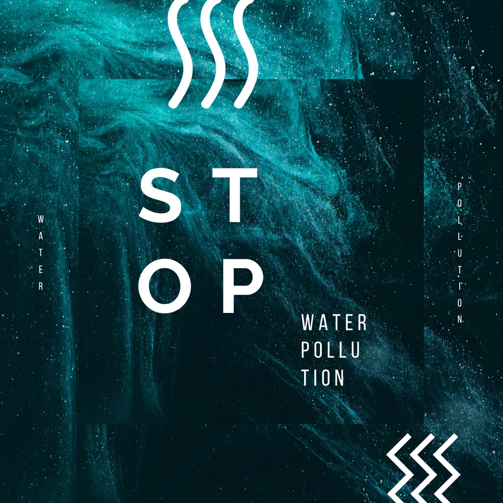Water Pollution Concept Dark Paint Blots Instagram AD – шаблон для дизайна