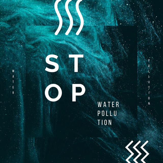 Water Pollution Concept Dark Paint Blots Instagram AD Design Template