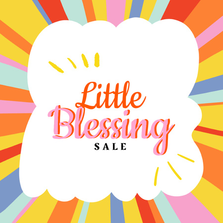 Bright Sale Offer Announcement with Colorful Rays Instagram Design Template