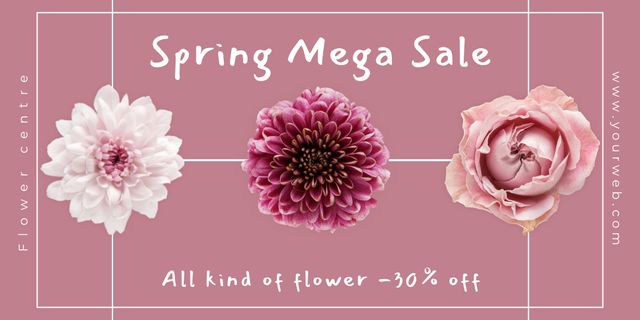 Ontwerpsjabloon van Twitter van Spring Mega Sale Announcement on Pastel Pink