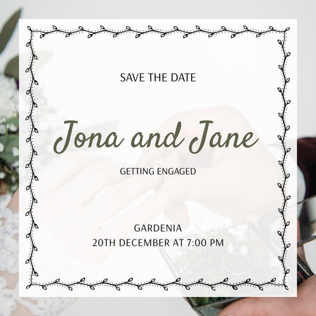 Wedding Invitation with Hands of Bride and Groom Instagram Design Template
