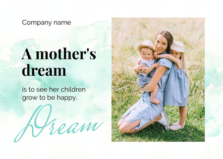 Smiling girls with their mother Postcard 5x7in Design Template