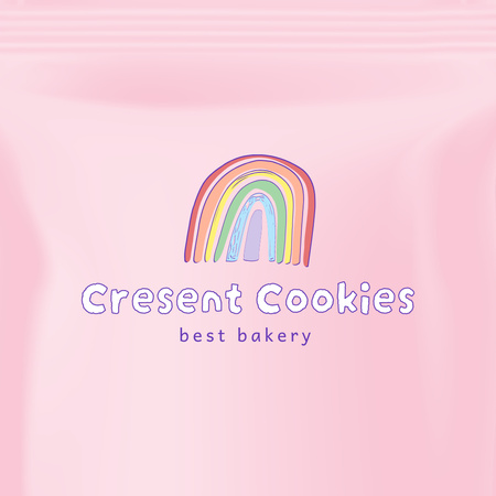 anúncio da padaria com ilustração do arco-íris bonito Logo Modelo de Design