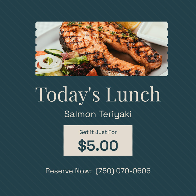 Designvorlage Lunch Offer with Salmon Fried für Instagram