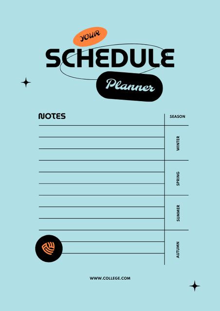 College Schedule in Blue Schedule Planner Design Template
