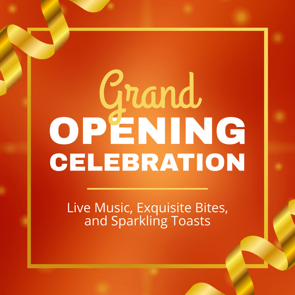Plantilla de diseño de Grand Opening Celebration With Music And Ribbons Instagram AD 