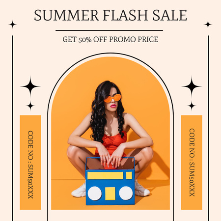 Ontwerpsjabloon van Instagram van Aankondiging van Summer Flash Sale
