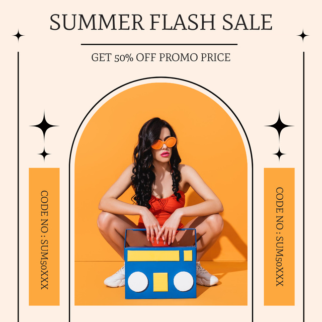 Ontwerpsjabloon van Instagram van Announcement of Summer Flash Sale